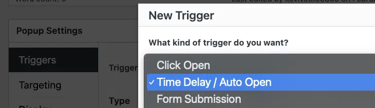 Auto open trigger