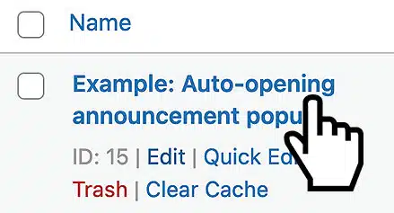 Edit a popup